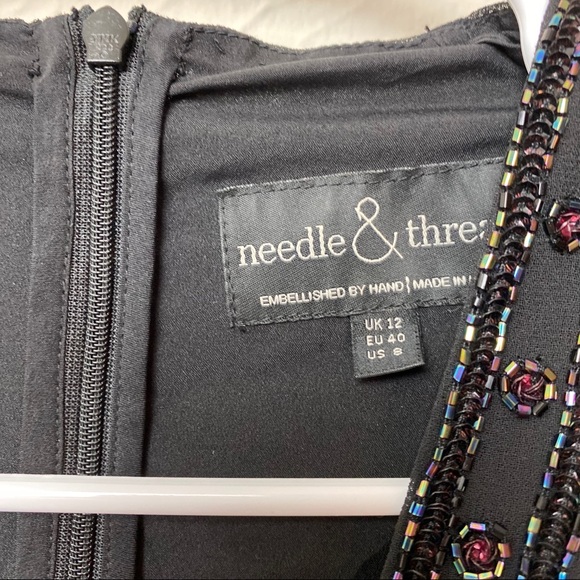 Needle & Thread Black Rose Etch Beaded Dress 8 - Picture 4 of 5